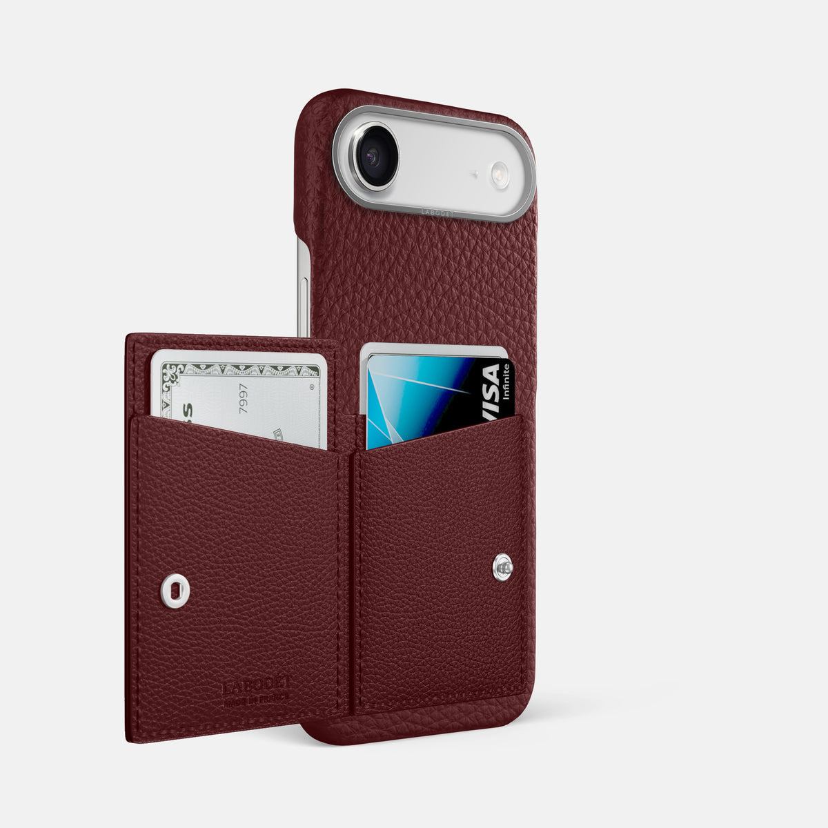 Bi-Fold Case For iPhone 17 Air In Calf -2 | Bordeaux-Steel