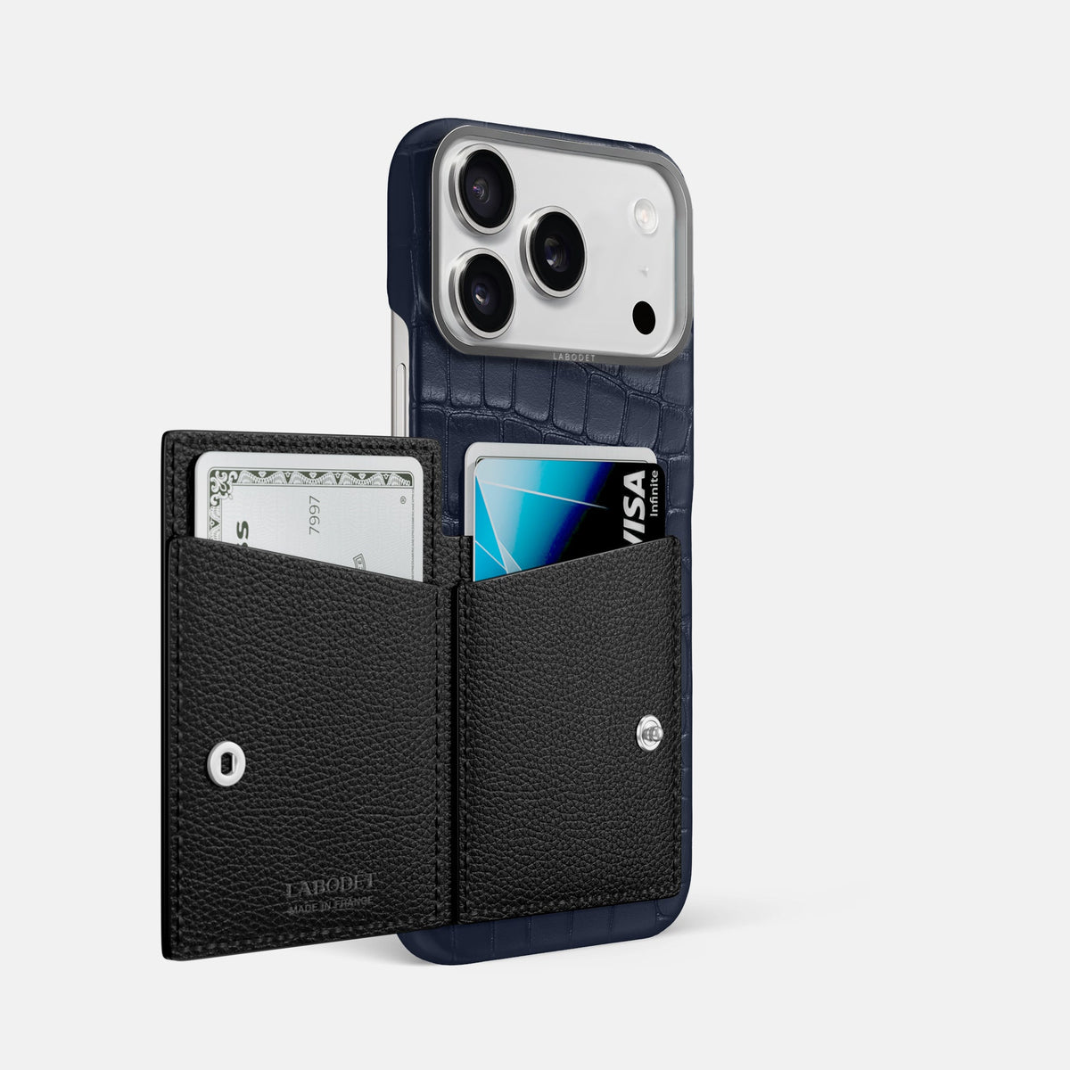 Bi-Fold Case For iPhone 18 Pro Max In Alligator -2 | Navy-Blue-Steel