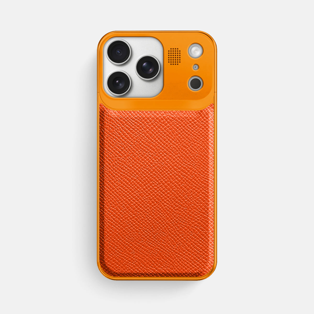 Metal Case For iPhone 17 Pro Max In Epsom-Style Calf -1 | Orange-Orange