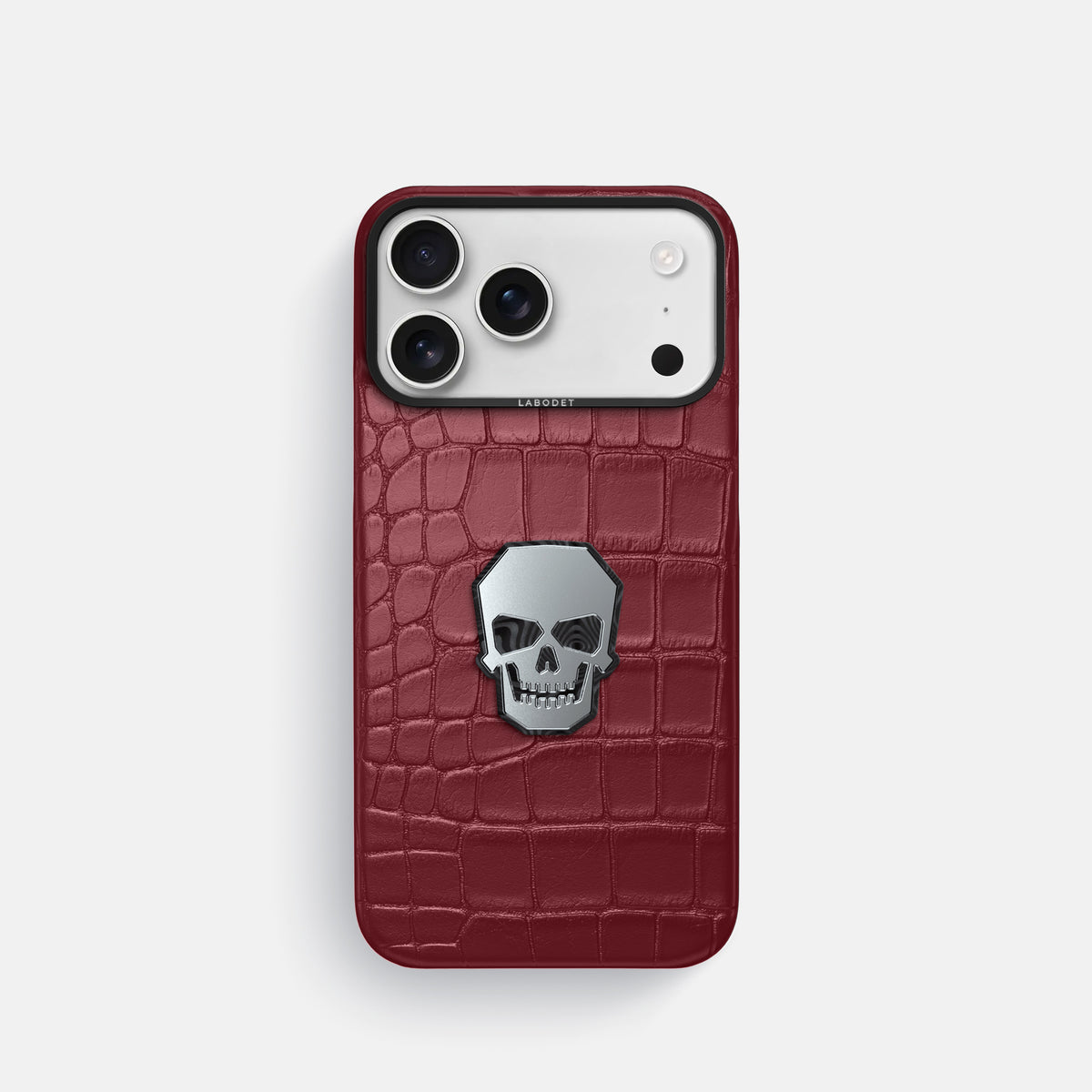 Classic Case With Titanium Skull For iPhone 17 Pro In Alligator -1 | Burgundy-Black