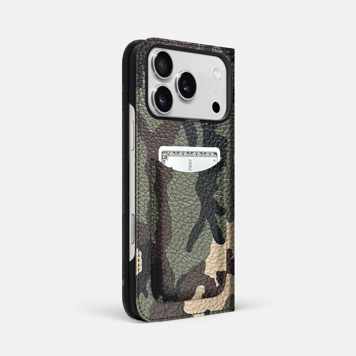 Folio Case with Card For iPhone 18 Pro Max In Calf -1 | Camouflage-Black