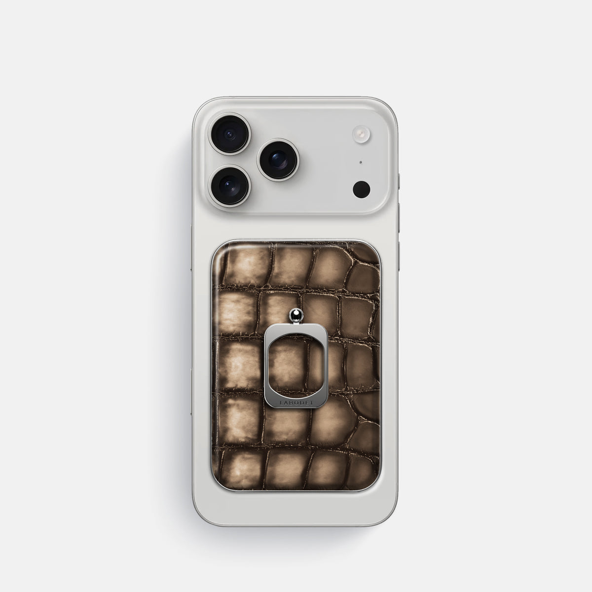 MagSafe Ring For iPhone 17 Pro In Patina Alligator -2 | Etoupe-Steel