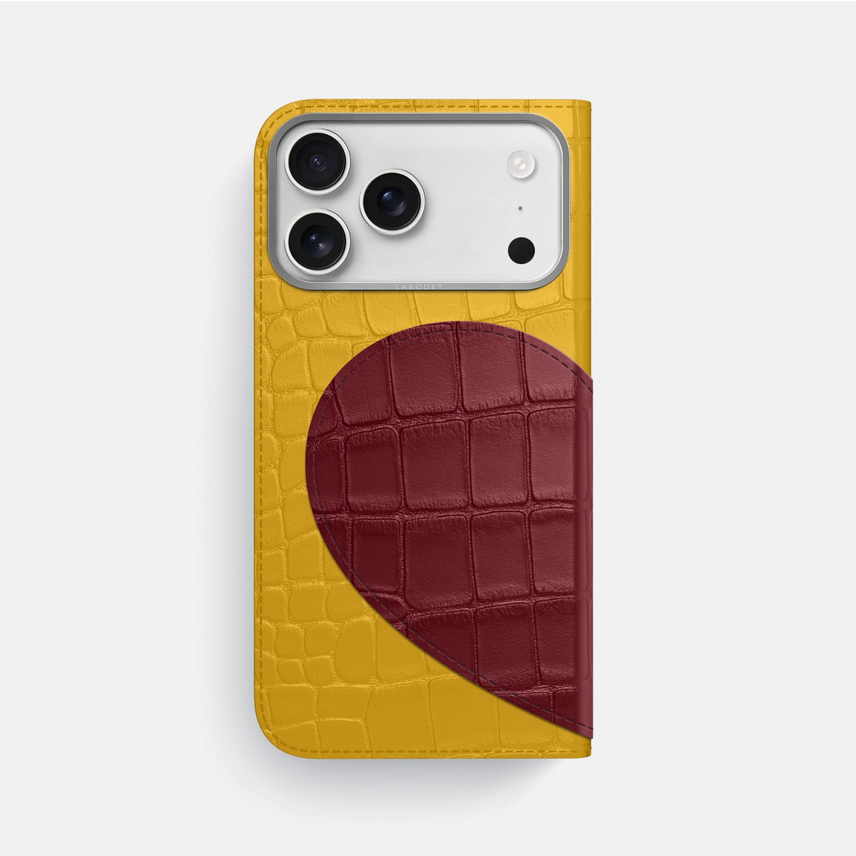 Folio Case With Heart For iPhone 18 Pro Max In Alligator -3 | Yellow-Steel