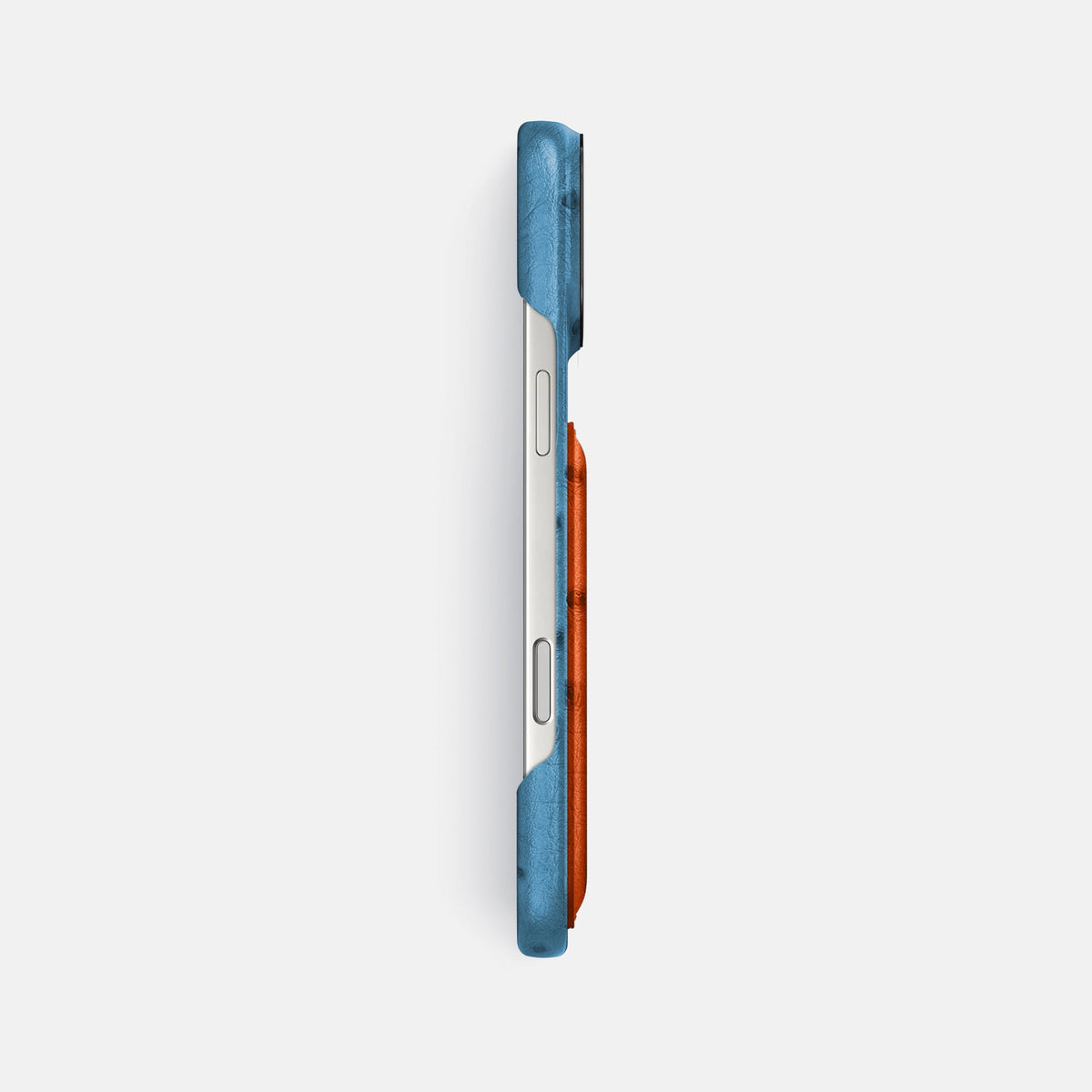 Double Card Case Coloré For iPhone 18 Pro Max In Ostrich -3 | Blue-Jeans-Black
