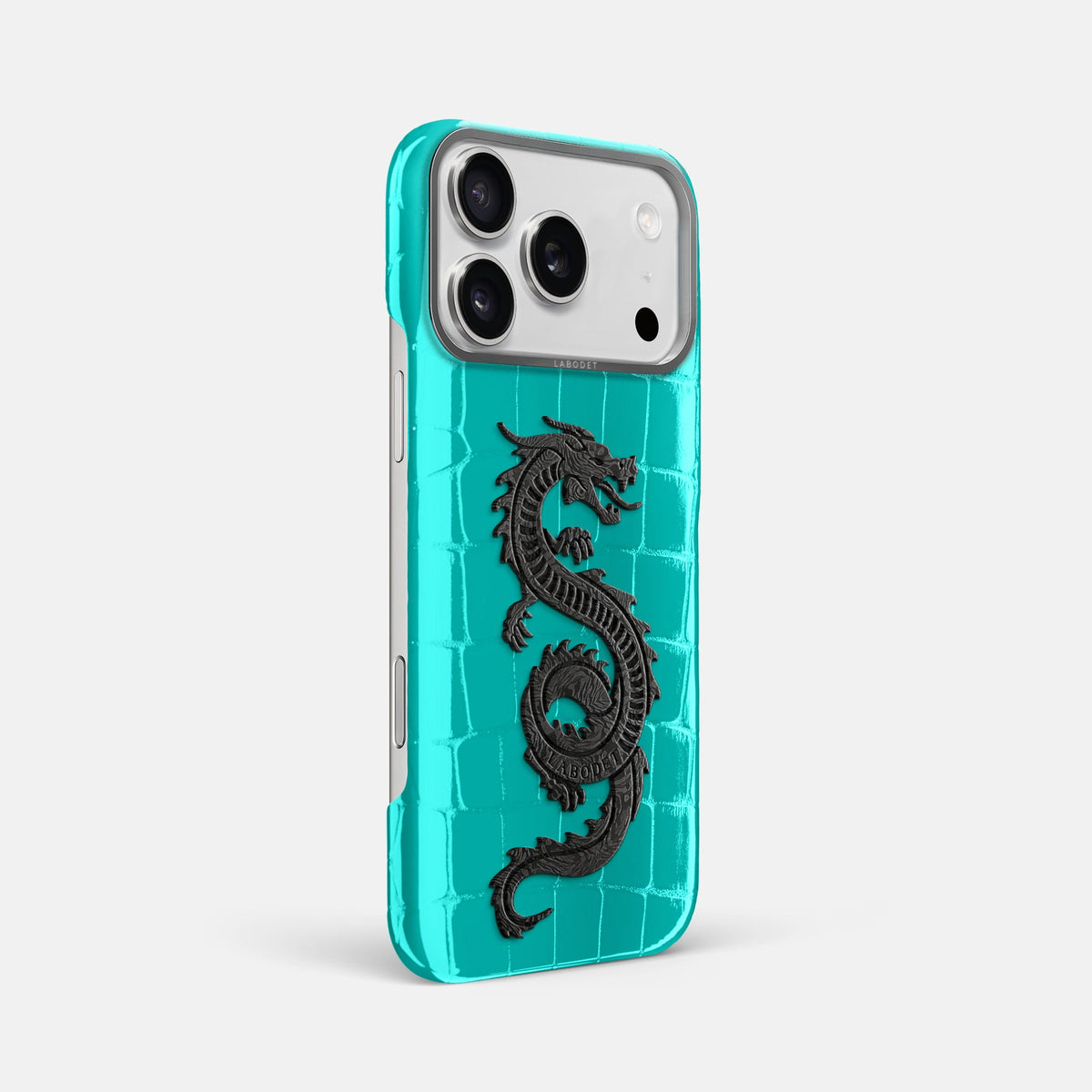 Classic Case With Carbon Dragon For iPhone 18 Pro Max In Shiny Alligator -2 | Mint-Steel