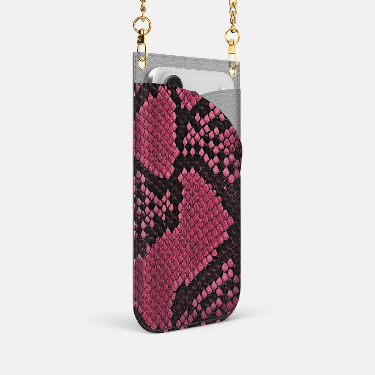 Crossbody Bag For iPhone 18 Pro In Deluxe Python -2 | Burgundy-Gold