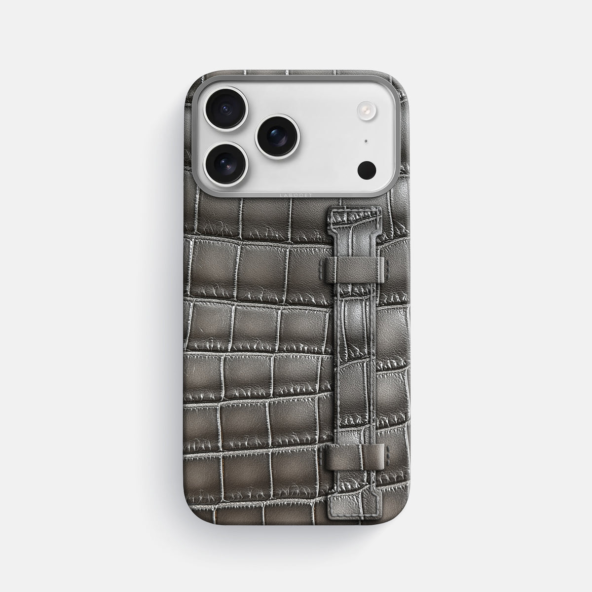 Handle Case For iPhone 17 Pro Max In Patina Alligator -1 | Grey-Steel