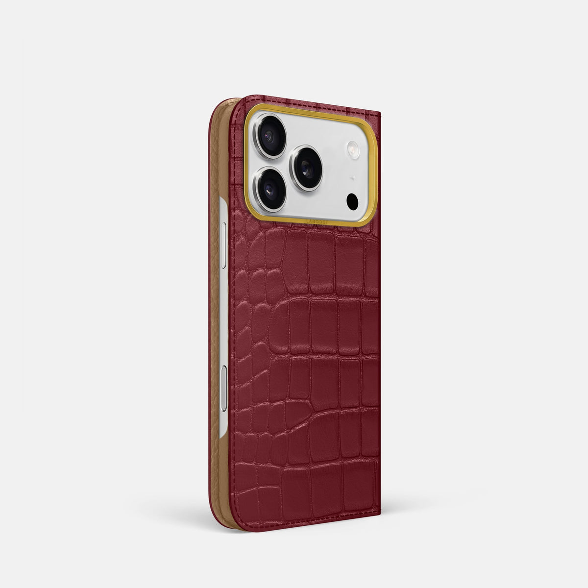 Folio Case For iPhone 18 Pro In Alligator -1 | Burgundy-Gold