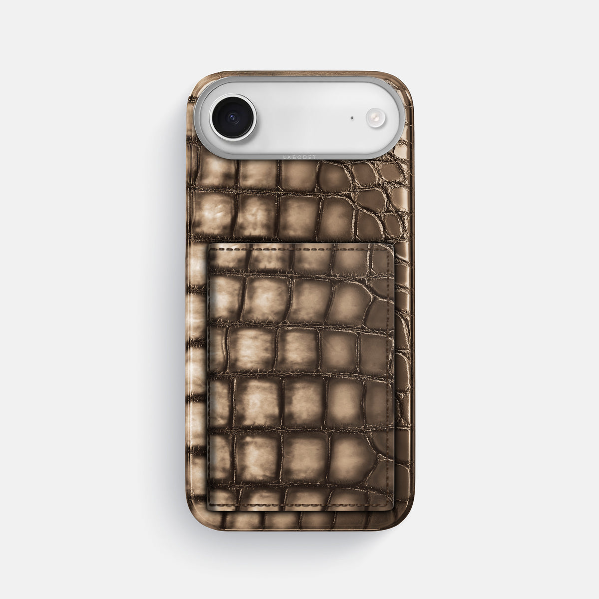 Bi-Fold Case For iPhone 17 Air In Patina Alligator -1 | Etoupe-Steel