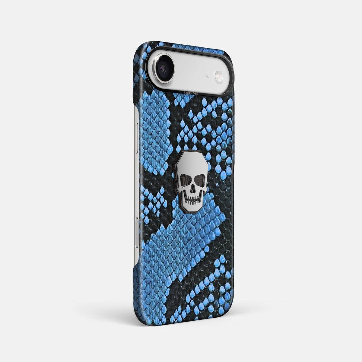 Classic Case With Titanium Skull For iPhone 17 Air In Deluxe Python -2 | Blue-Jeans-Black