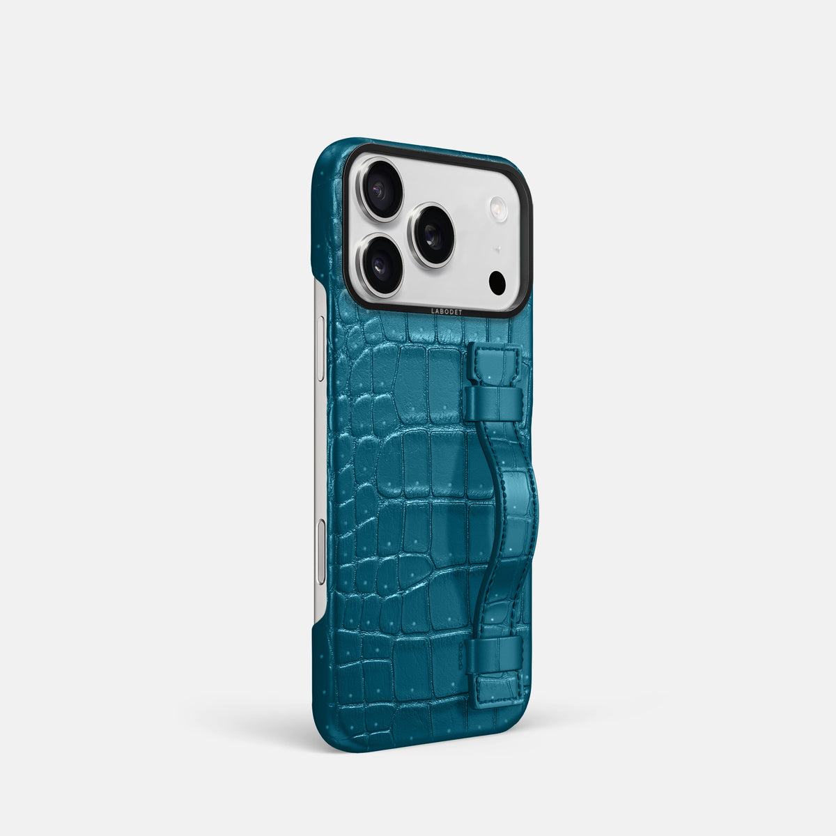 Handle Case For iPhone 17 Pro In Porosus Crocodile -2 | Turquoise-Black