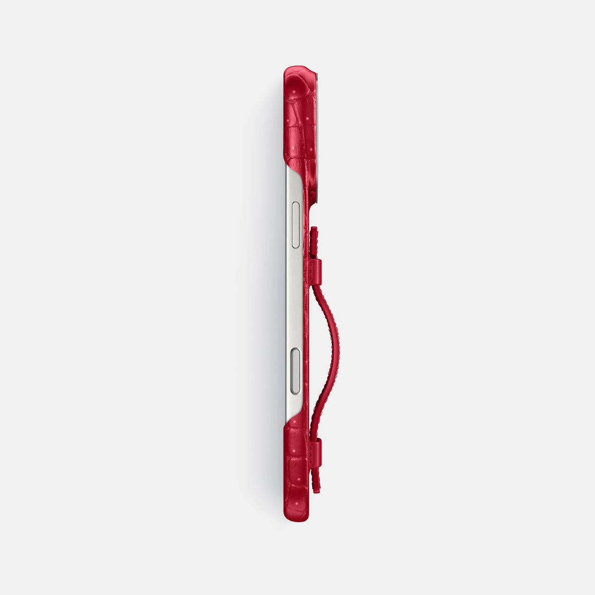 Handle Case For iPhone 17 Pro Max In Porosus Crocodile -3 | Burgundy-Steel