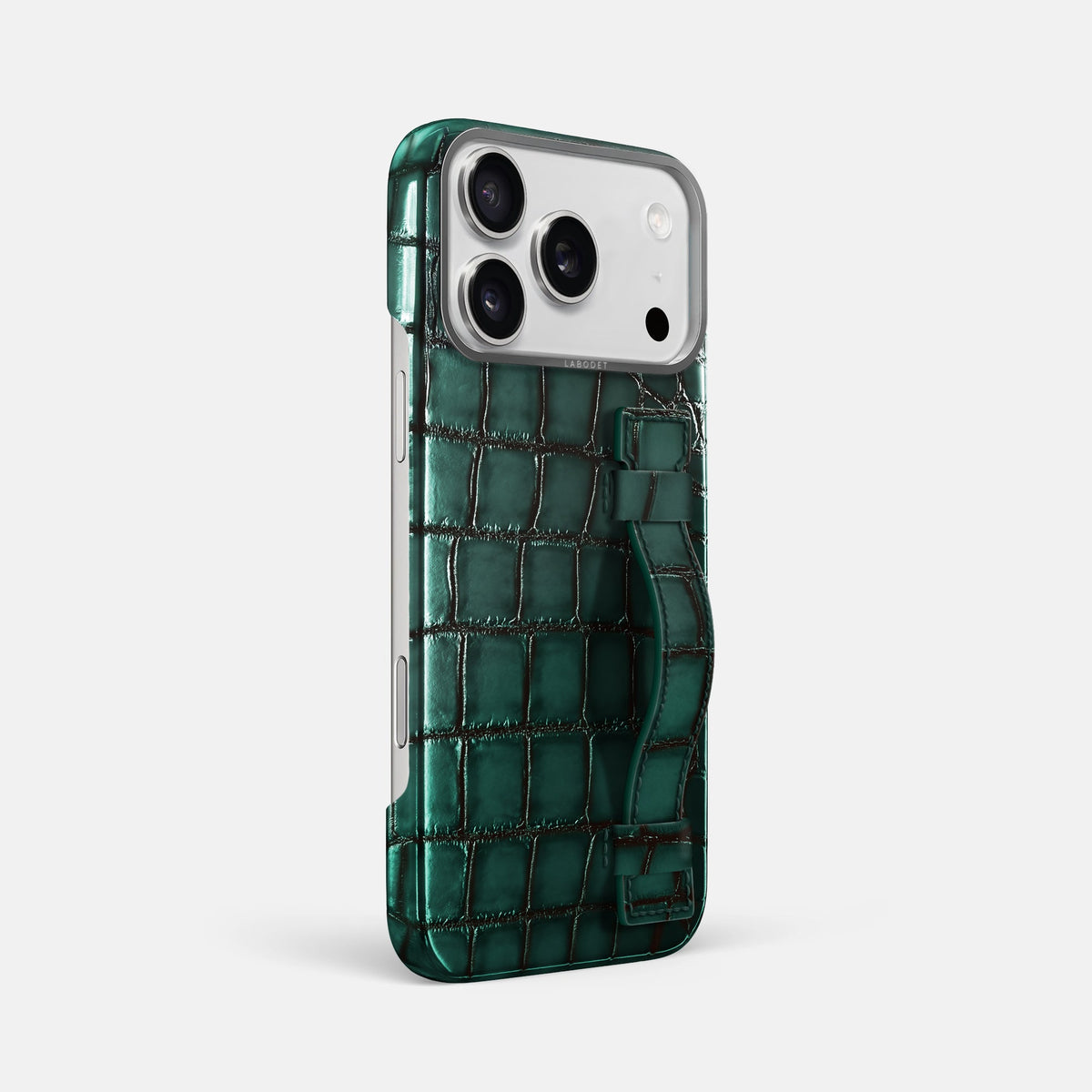Handle Case For iPhone 18 Pro Max In Patina Alligator -2 | Green-Steel