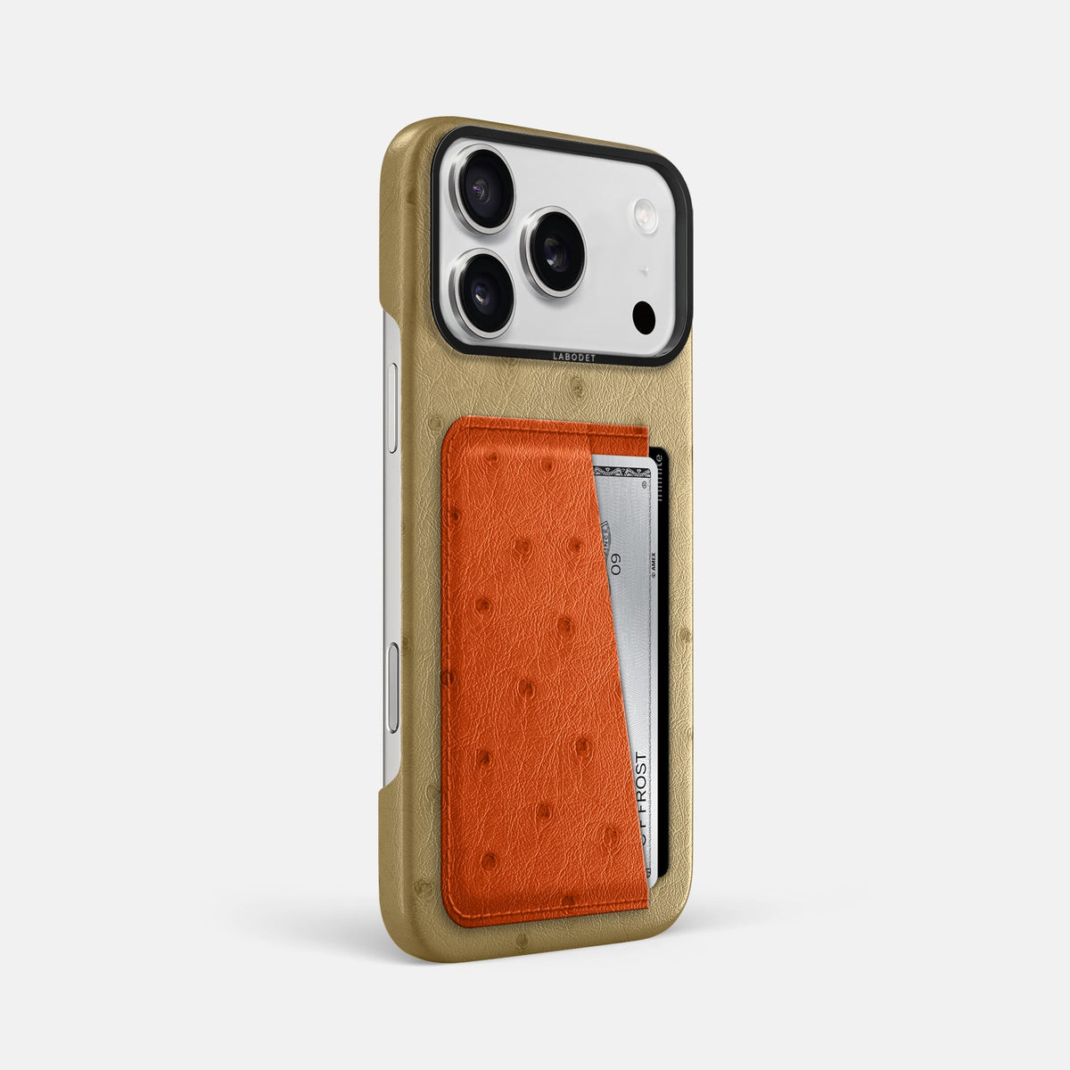 Double Card Case Coloré For iPhone 18 Pro Max In Ostrich -2 | Desert-Sand-Black