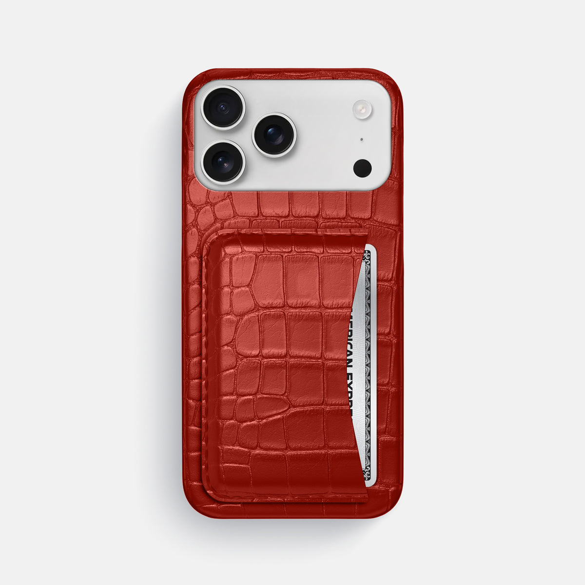 Slim Card Case For iPhone 17 Pro Max In Alligator -1 | Red