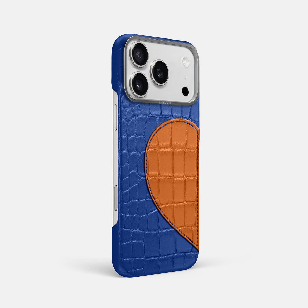 Classic Case With Half Heart - Left For iPhone 18 Pro Max In Alligator -2 | Royal-Blue-Steel