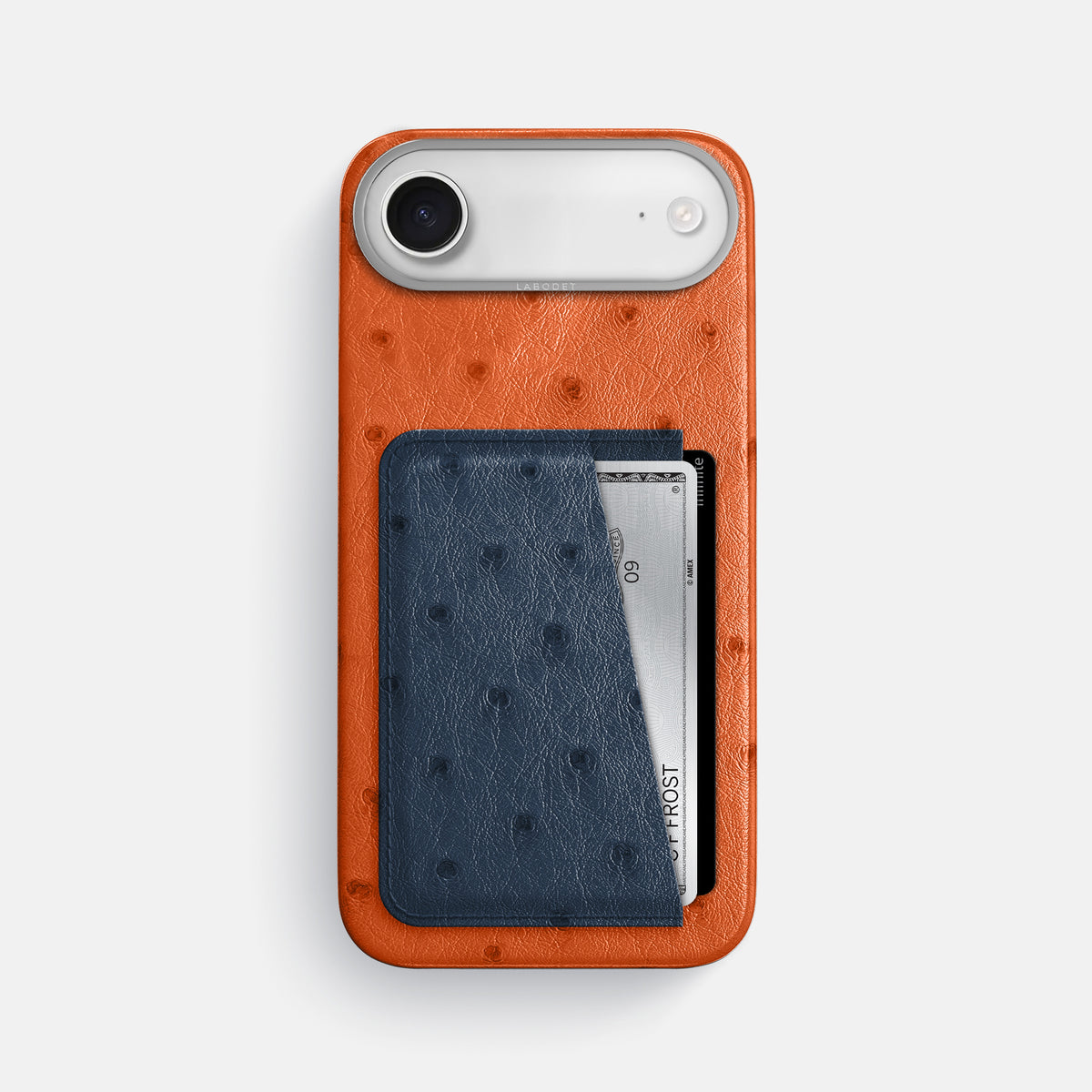 Double Card Case Coloré For iPhone 17 Air In Ostrich -1 | Orange-Steel