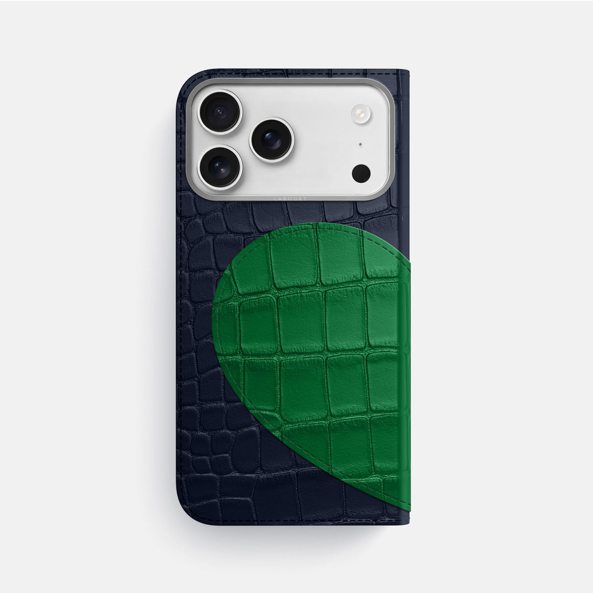 Folio Case With Heart For iPhone 18 Pro Max In Alligator -3 | Navy-Blue-Steel