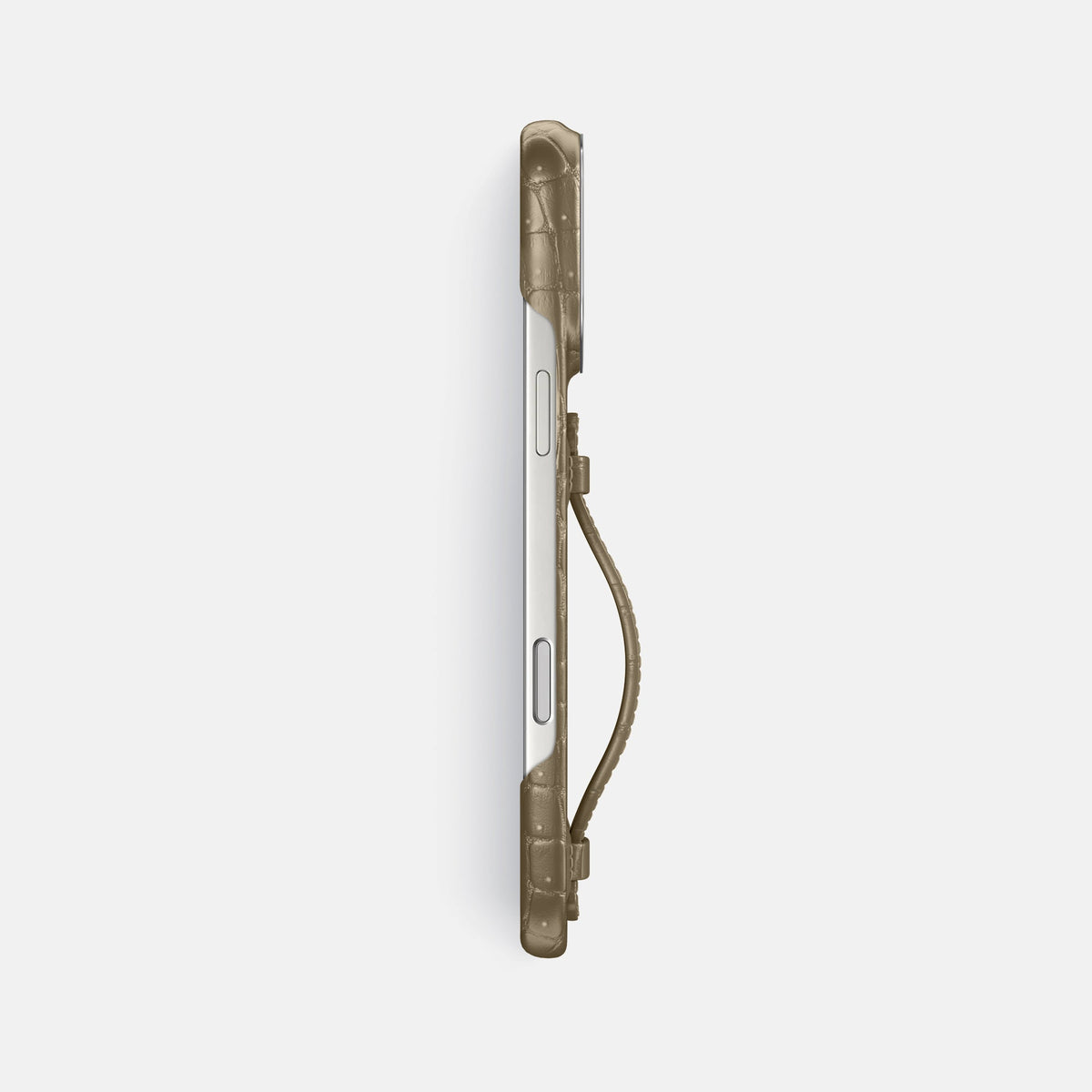 Center Handle For iPhone 18 Pro Max In Porosus Crocodile -2 | Kaki-Green-Steel