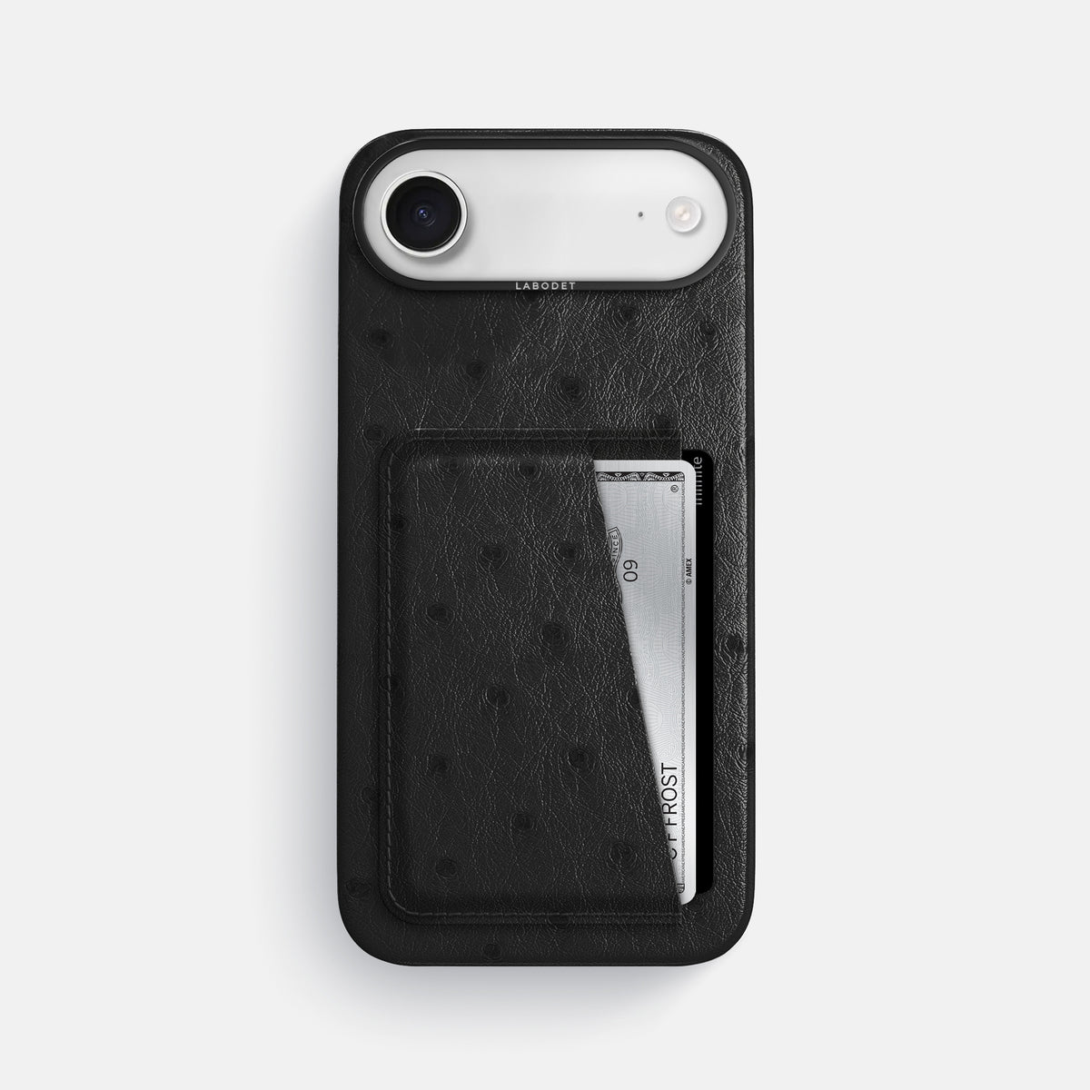 Double Card Case For iPhone 17 Air In Ostrich -1 | Black-Black