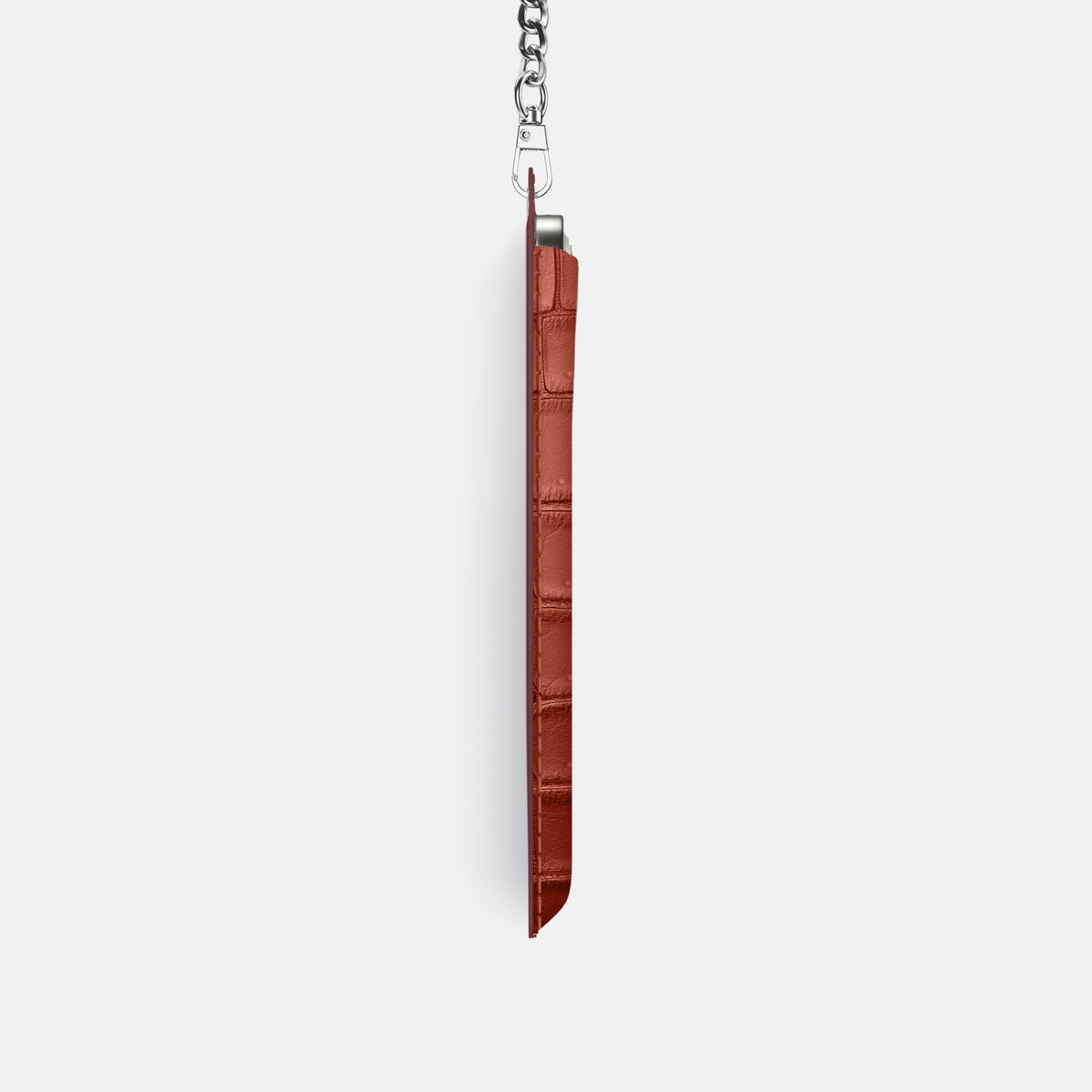 Crossbody Bag For iPhone 17 Pro In Porosus Crocodile -4 | Mahogany-Brown-Steel