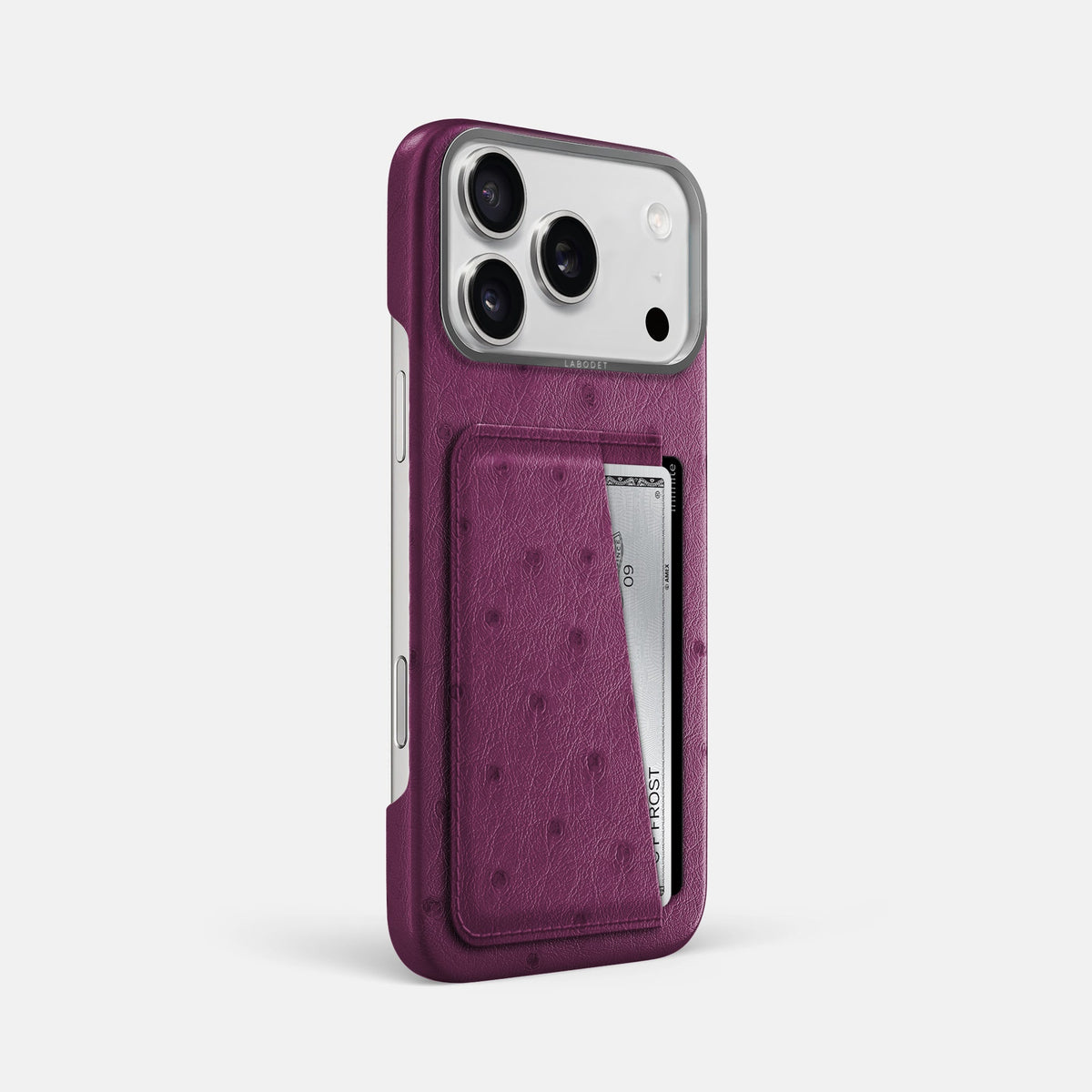 Double Card Case For iPhone 18 Pro Max In Ostrich -2 | Purple-Steel