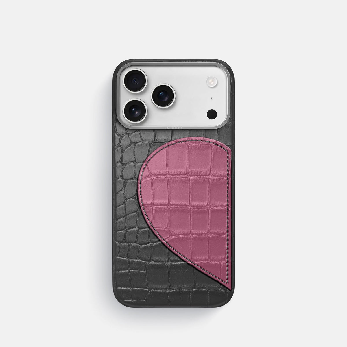 Classic Case With Half Heart - Left For iPhone 18 Pro In Alligator -1 | Grey-Steel