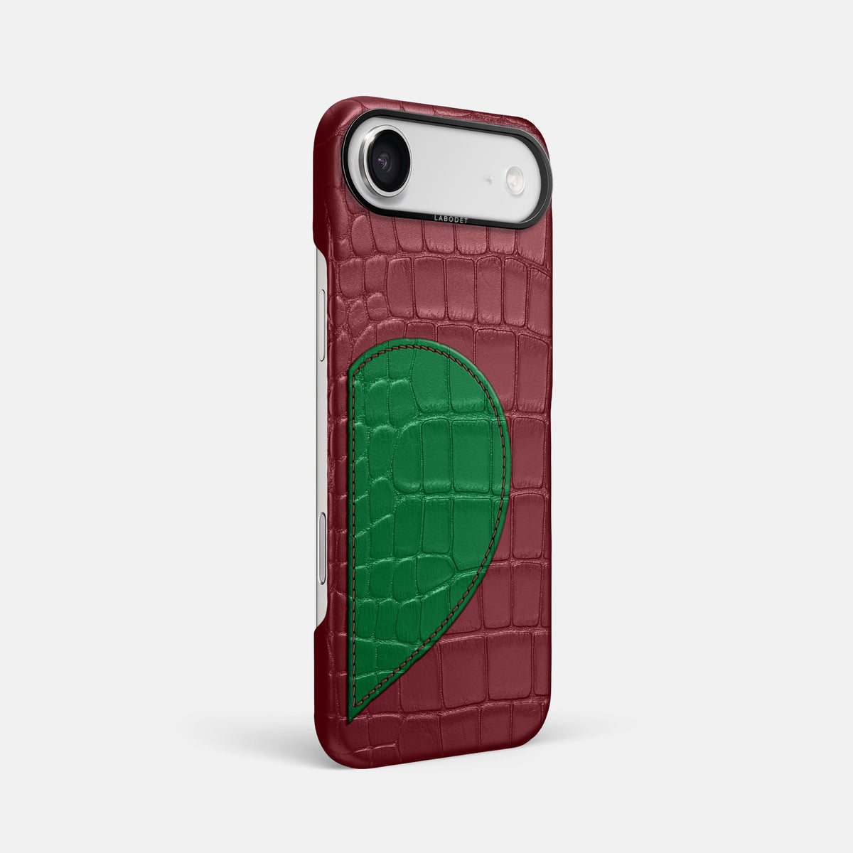 Classic Case With Half Heart - Right For iPhone 17 Air In Alligator -2 | Burgundy-Black