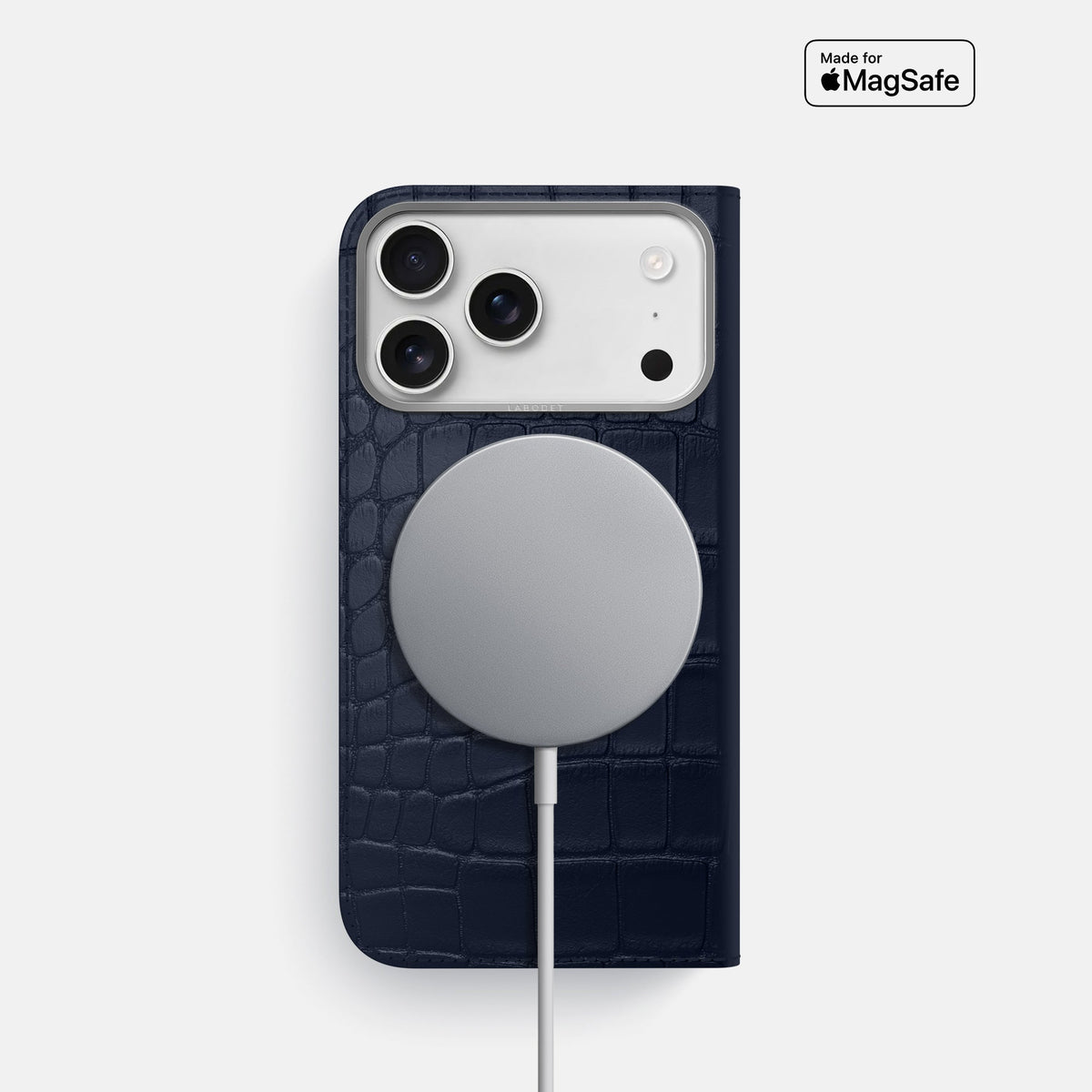 Folio Case For iPhone 18 Pro In Alligator -3 | Navy-Blue-Steel