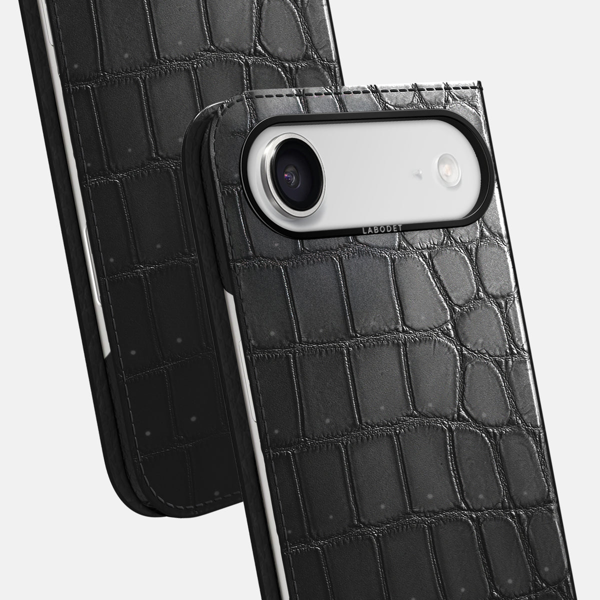 Folio Case For iPhone 17 Air In Porosus Crocodile -5 | Shiny-Black-Black