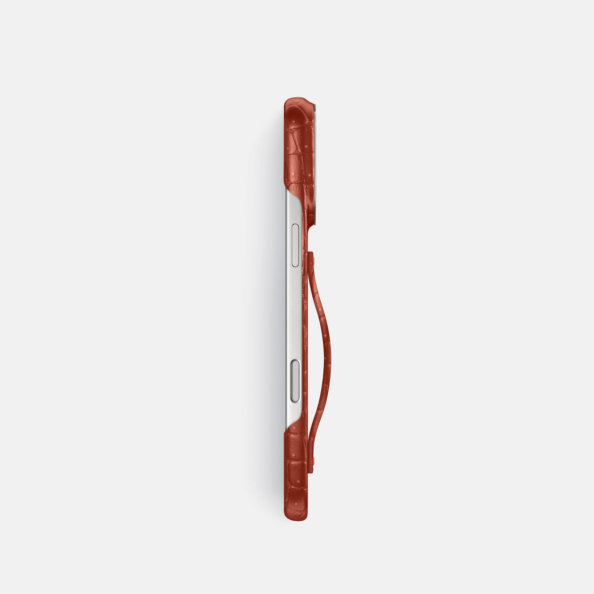 Finger Case For iPhone 18 Pro In Porosus Crocodile -3 | Mahogany-Brown-Steel