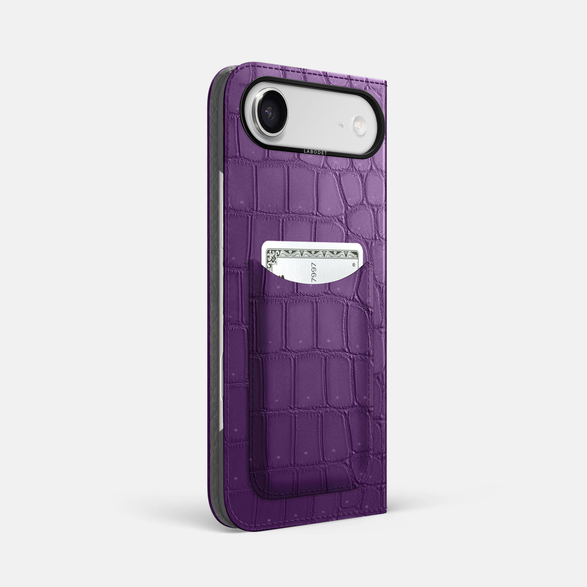Folio Case with Card For iPhone 17 Air In Porosus Crocodile -1 | Purple-Black