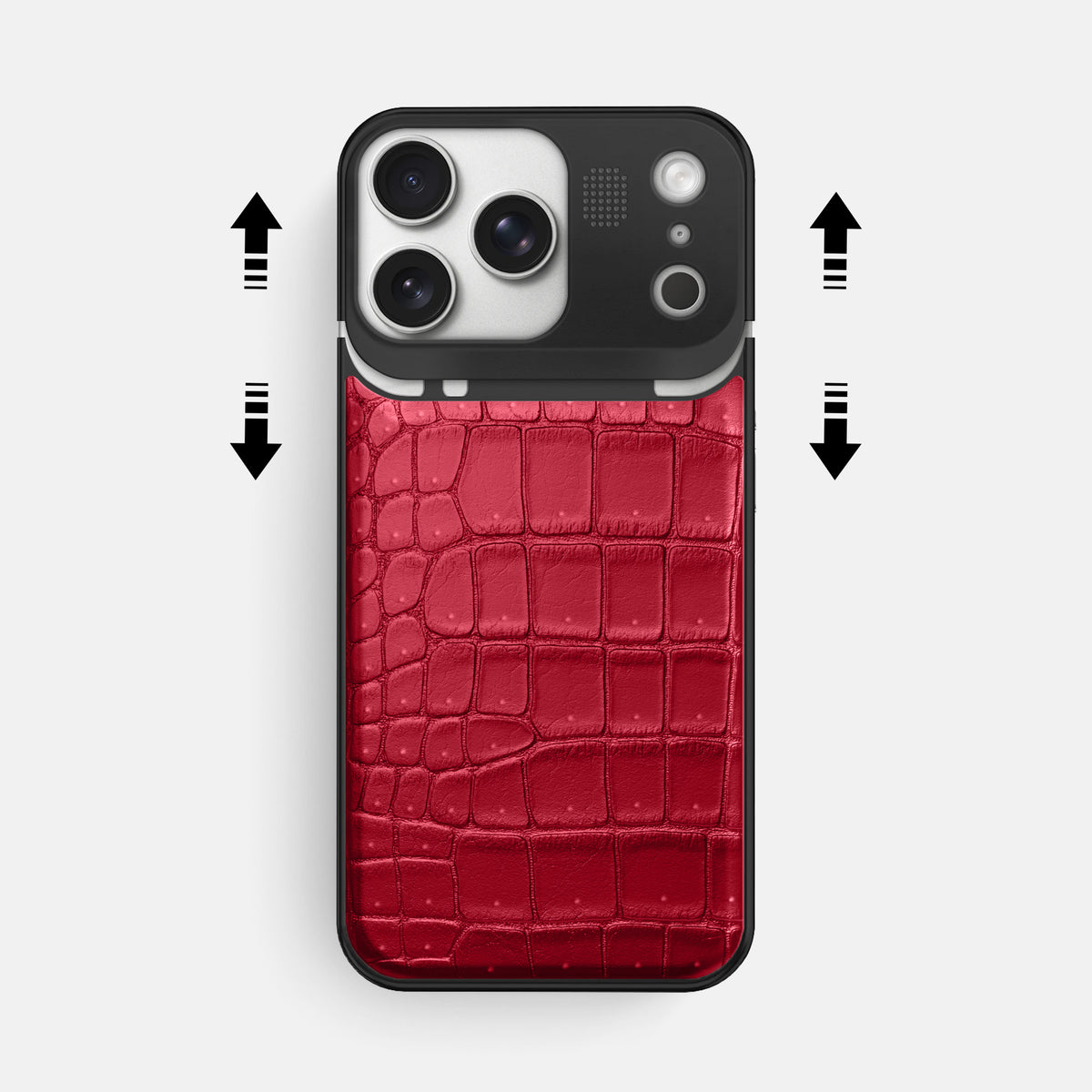 Metal Case For iPhone 17 Pro Max In Porosus Crocodile -2 | Burgundy-Black