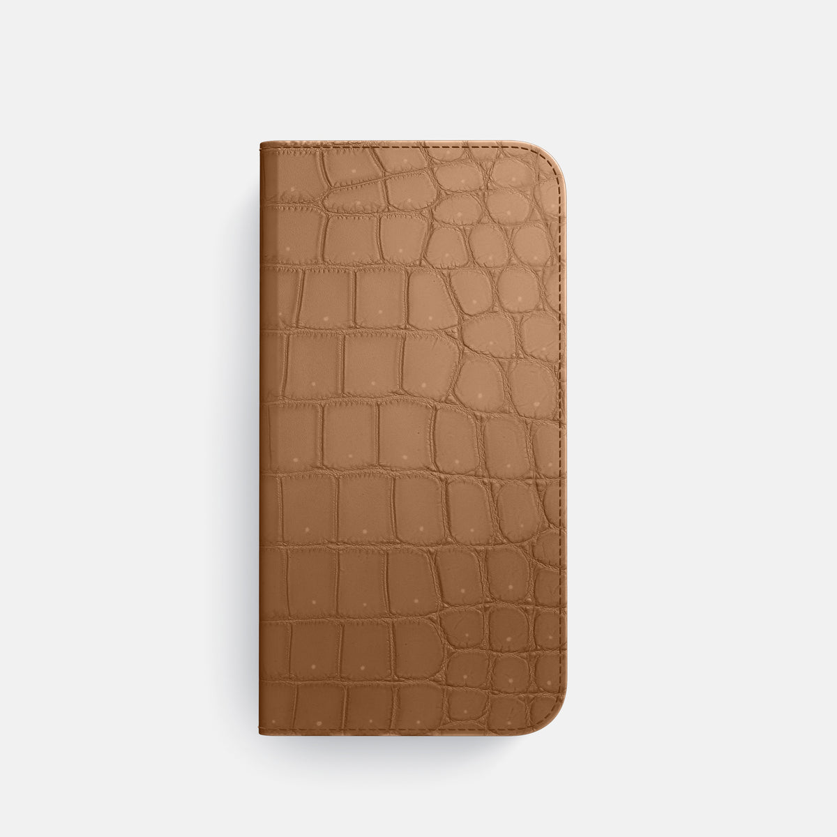 Folio Case For iPhone 17 Pro In Porosus Crocodile -4 | Milk-Chocolate-Steel