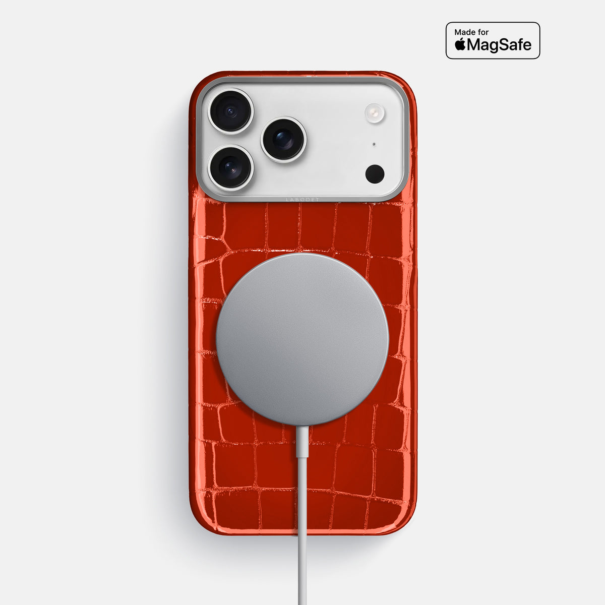 Classic Case For iPhone 17 Pro Max In Shiny Alligator -5 | Orange-Steel