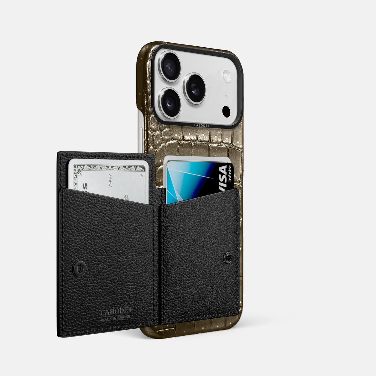 Bi-Fold Case For iPhone 18 Pro Max In Porosus Crocodile -2 | Bronze-Black