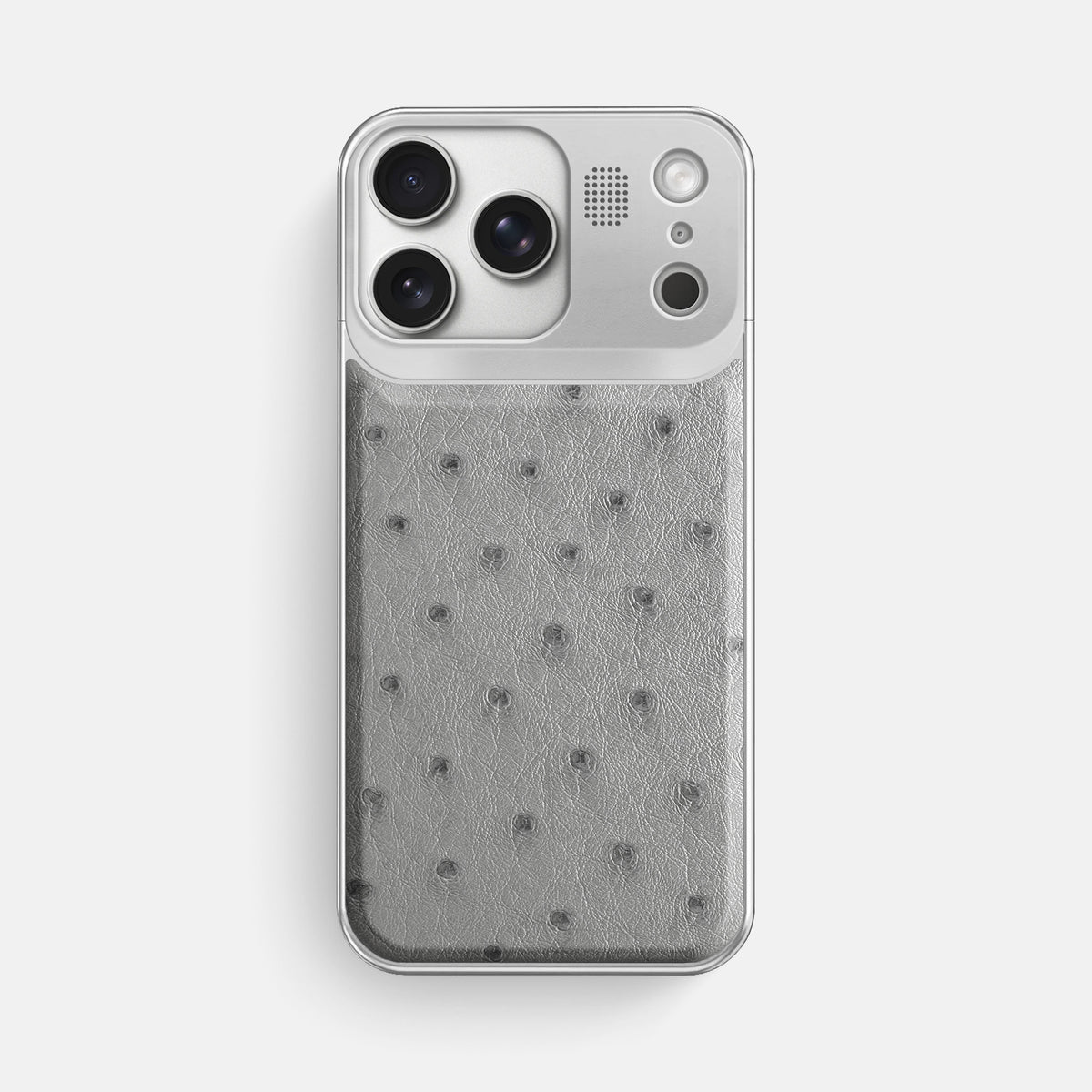 Metal Case For iPhone 17 Pro Max In Ostrich -1 | Silver-Steel