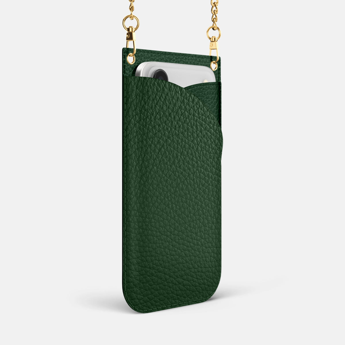 Crossbody Bag For iPhone 18 Pro Max In Calf -2 | Dark-Green-Gold