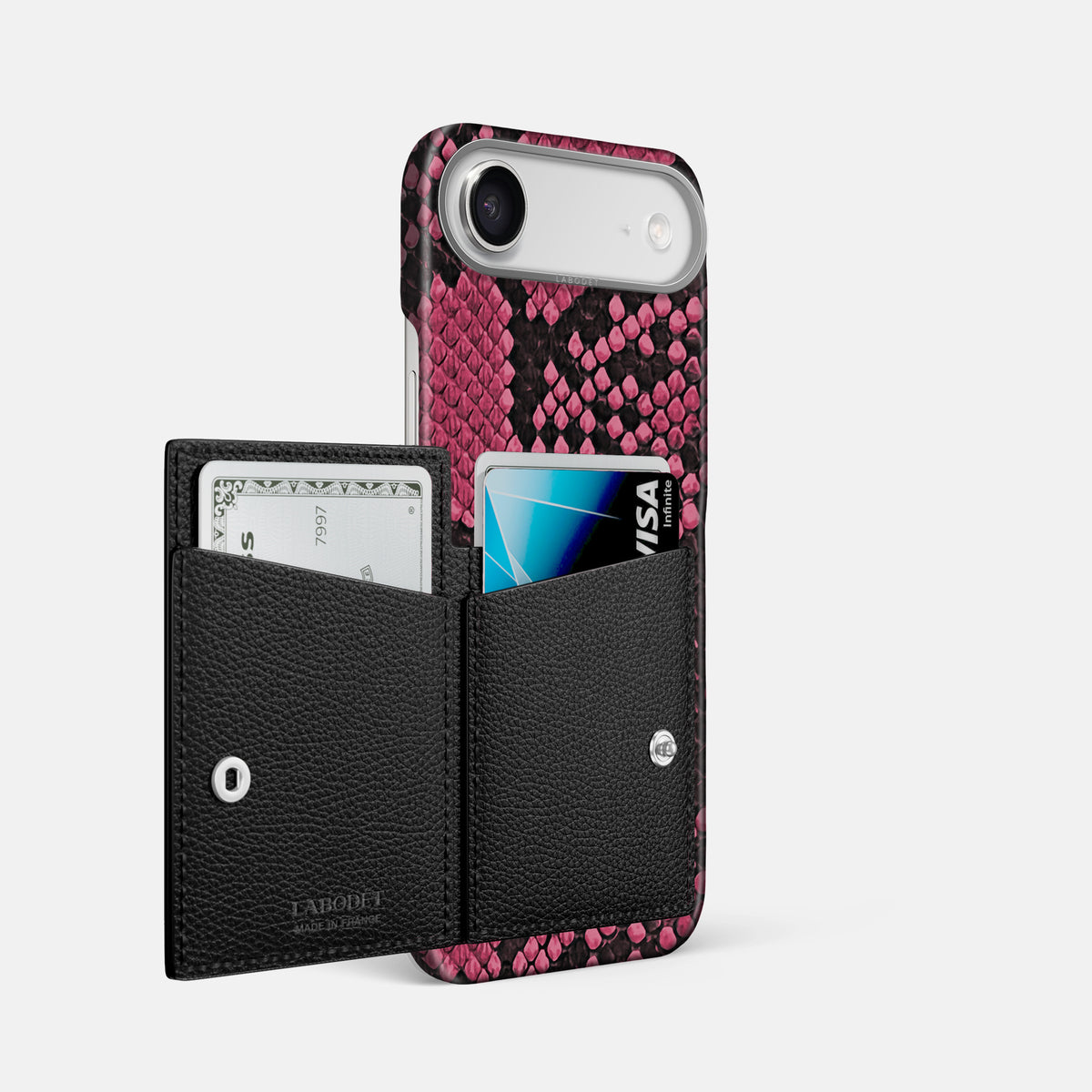 Bi-Fold Case For iPhone 17 Air In Deluxe Python -2 | Burgundy-Steel
