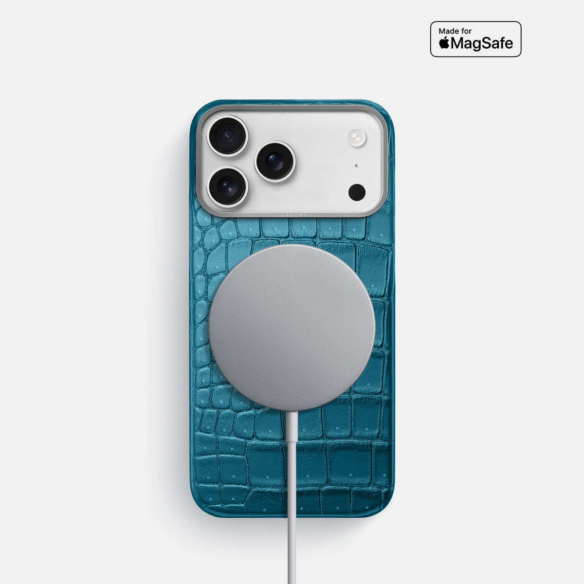 Classic Case For iPhone 17 Pro In Porosus Crocodile -5 | Turquoise-Steel