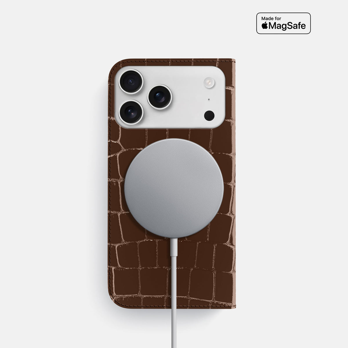 Folio Slim Case For iPhone 18 Pro In Shiny Alligator -3 | Brown