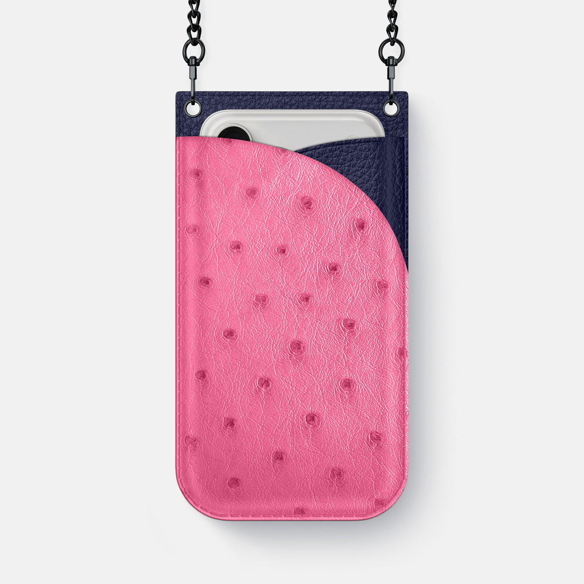 Crossbody Bag For iPhone 18 Pro Max In Ostrich -1 | Pink-Black