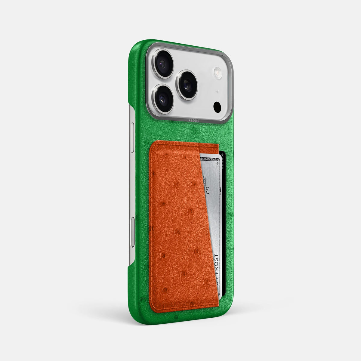 Double Card Case Coloré For iPhone 18 Pro Max In Ostrich -2 | Kentucky-Green-Steel