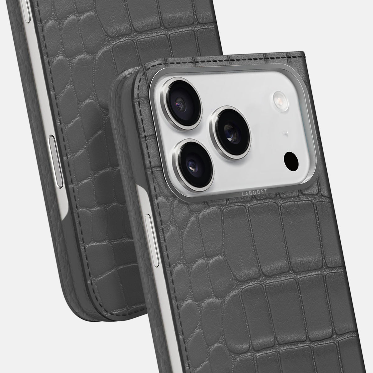 Folio Case For iPhone 18 Pro Max In Alligator -5 | Grey-Steel