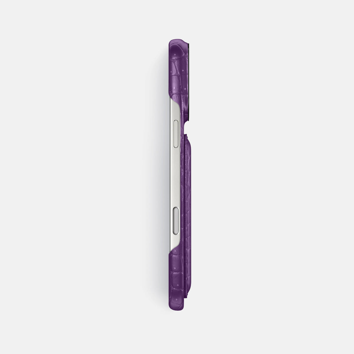 Double Card Case For iPhone 17 Pro Max In Porosus Crocodile -3 | Purple-Black