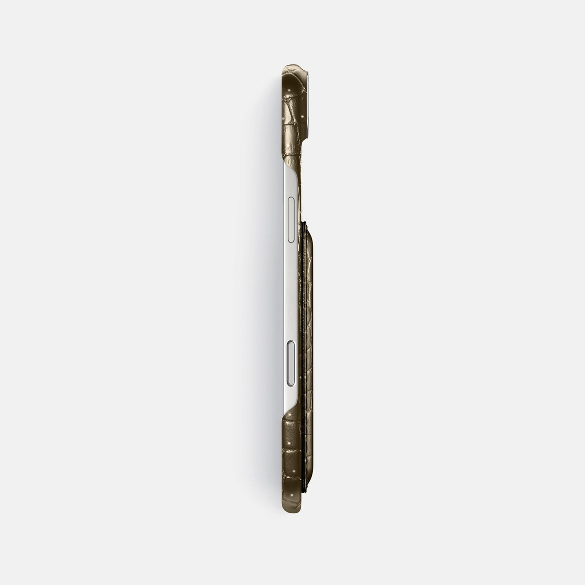 Double Card Case For iPhone 17 Air In Porosus Crocodile -3 | Bronze-Steel
