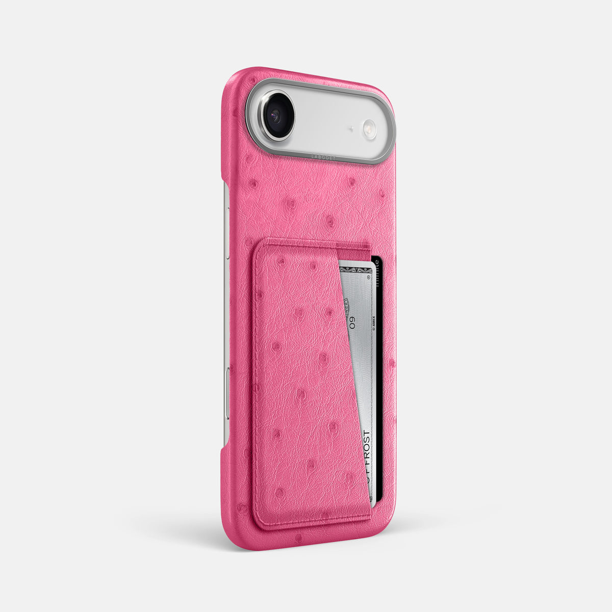 Double Card Case For iPhone 17 Air In Ostrich -2 | Pink-Steel