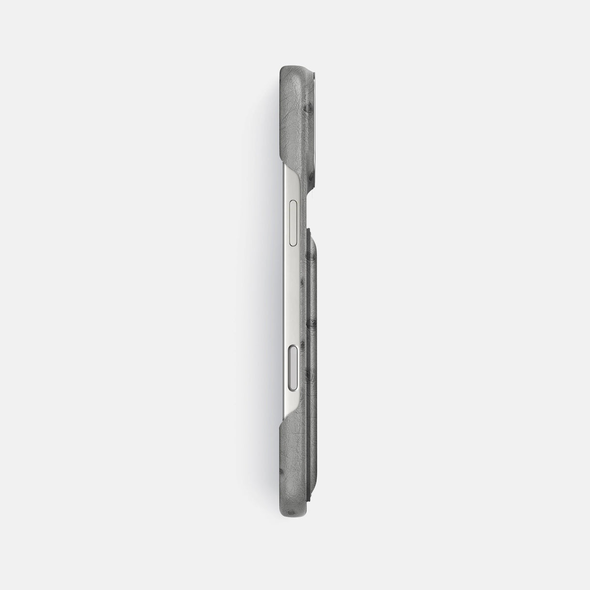 Double Card Case For iPhone 18 Pro Max In Ostrich -3 | Silver-Steel