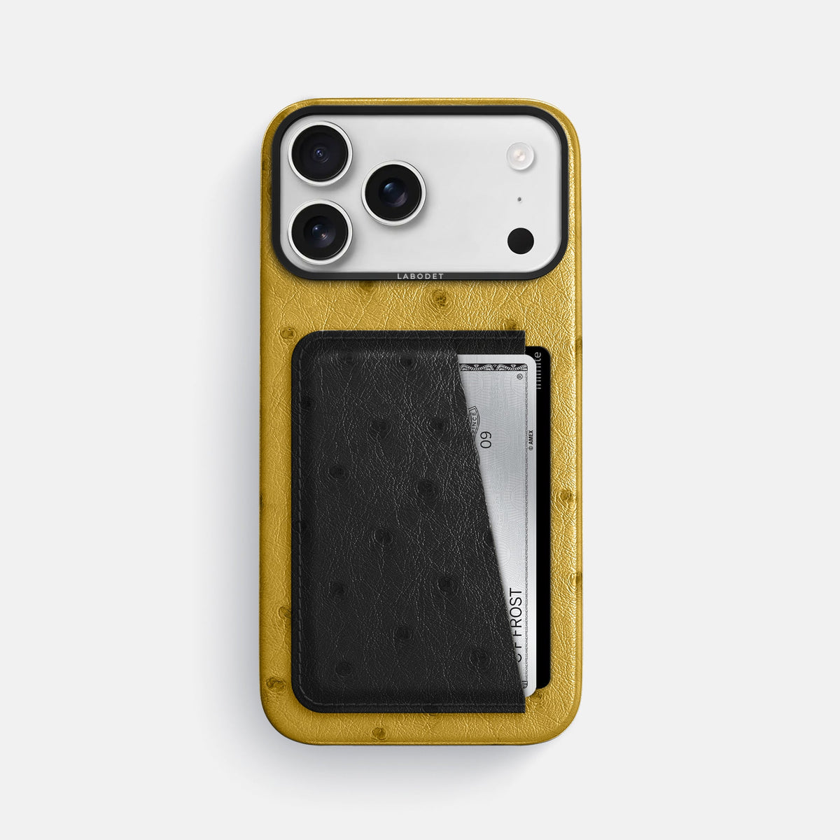 Double Card Case Coloré For iPhone 18 Pro Max In Ostrich -1 | Gold-Black