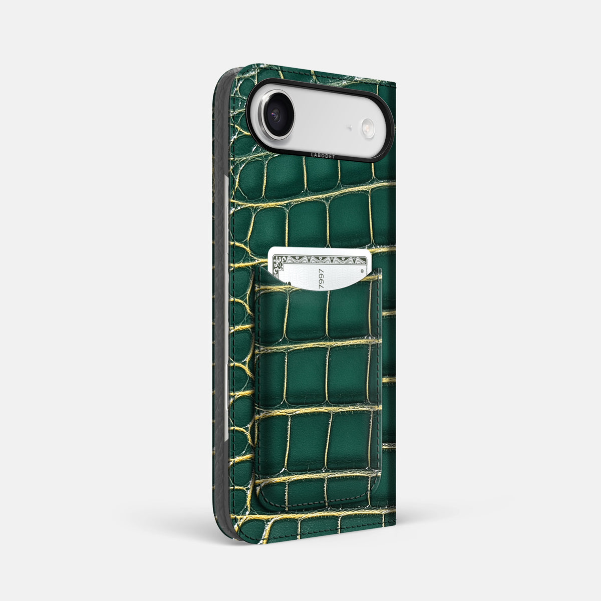 Folio Case with Card For iPhone 17 Air In Patina Alligator -1 | Cambridge-Black
